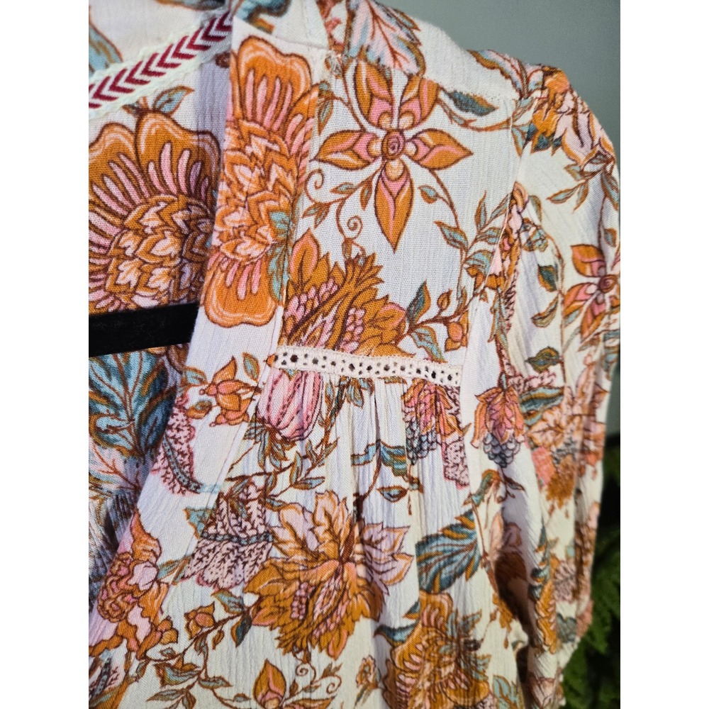 Knox Rose Floral Boho Maxi Dress Size Large Button Front - Picture 6 of 9